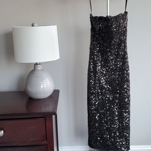 French Connection Strapless Black Sequins Cocktail